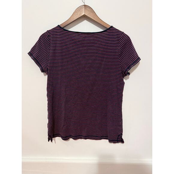 Lauren Ralph Lauren Women's Top, Red/Blue Striped Criss Cross Size L - Picture 2 of 7